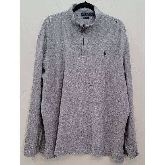 Polo Ralph Lauren 1/4 Zip Sweater Light Grey Pullovers Long Sleeves XXL TTG - Picture 5 of 11